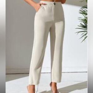 SHEIN Petite beige slim leg trousers